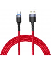 Кабел Tellur - TLL155334, USB-A/USB-C, 1.2 m, червен -1